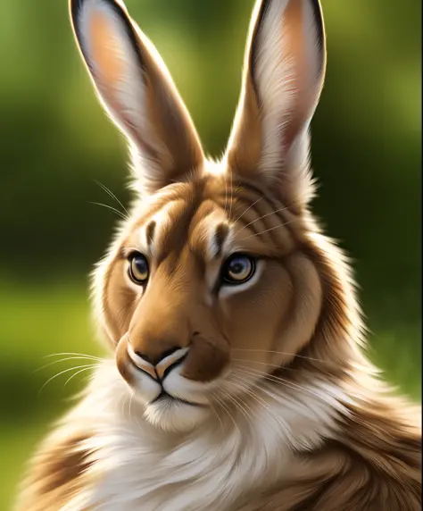 anthro, perfect faces and head, hare, solo, male, adult,   detailed background, photorealistic, hyper realistic, ultra detailed,...