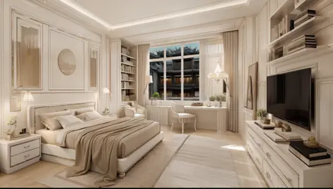 best quality, master picece, hyper detail, supper detail, best realistic, (classical bedroom, beautiful lighting, shimmering)|[d...