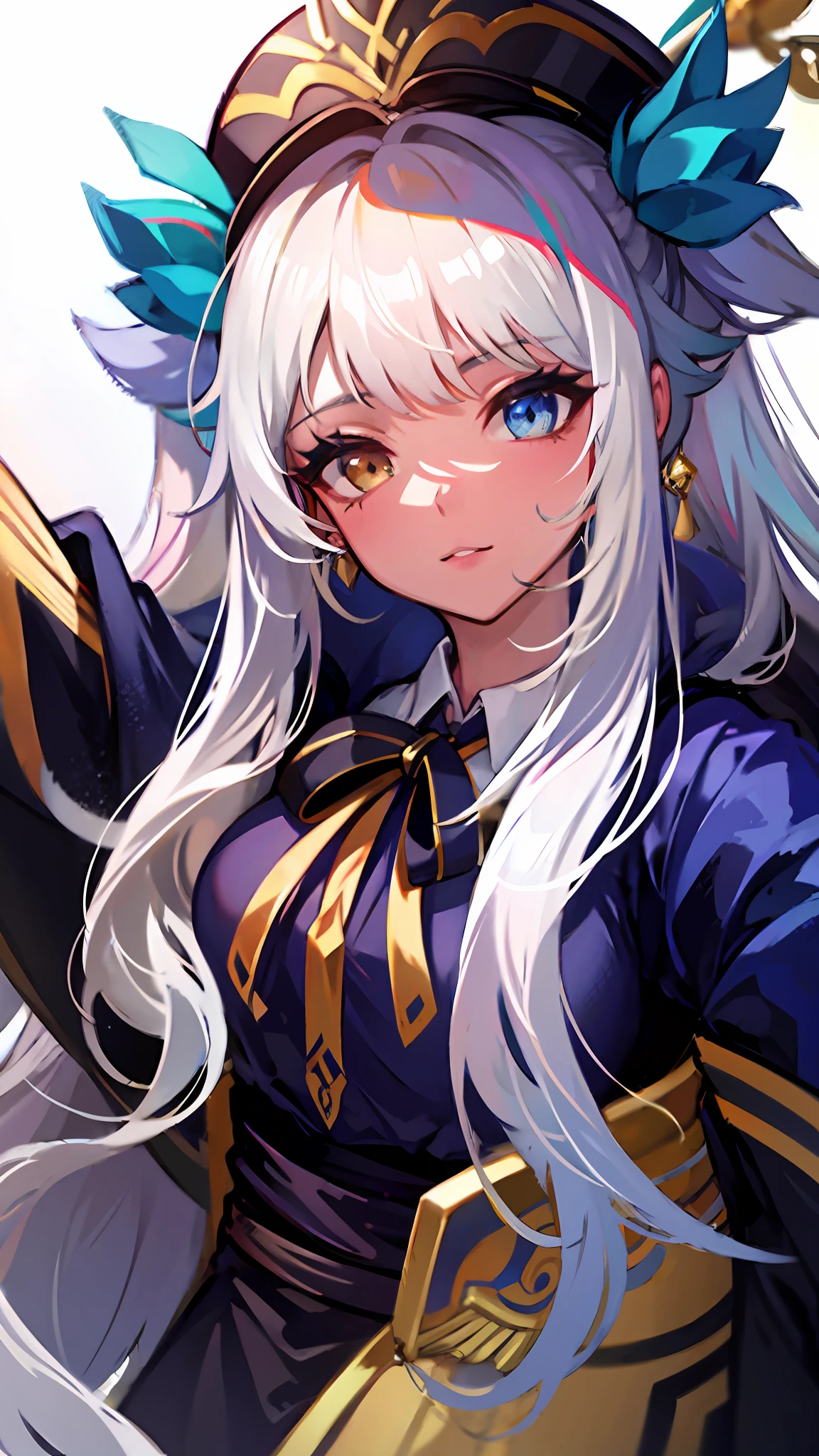 Anime - style image of a woman in a golden dress with a crown on her head, white haired god, portrait onmyoji, Ayaka Genshin Impact, astri lohne, portrait knights of zodiac girl, the goddess artemis smirking, keqing from genshin impact, ayaka game genshin impact, shikamimi, white hair woman, avatar image