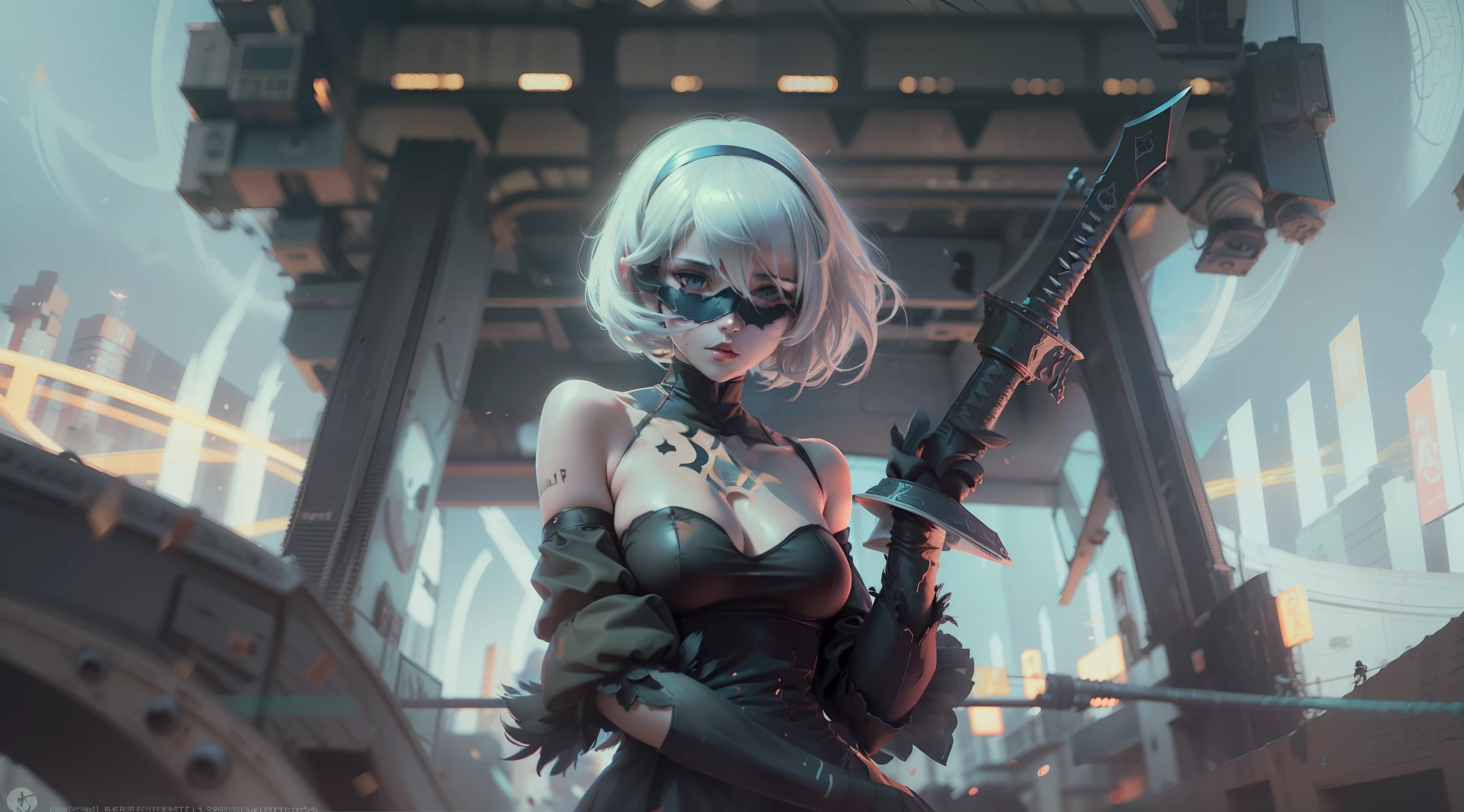 2b nier automata, Yorha Modelo 2, cana, Falda muy, muy corta, ultra realista, kinematics, ultra detallado, braless, sin sosten, portaligas y medias, Chica de anime con espada y espada en la ciudad por la noche, Anime Arte cyberpunk, Arte digital cyberpunk anime, arte de anime cyberpunk, Cyberpunk futurista neo, Anime cyberpunk moderno, Digital Cyberpunk - Arte Anime, estilo de arte cyberpunk, Chica de anime cyberpunk, Anime Cyberpunk, cyberpunk themed art, Chica femenina de anime cyberpunk, cyberpunk 2 0 y. o Chica modelo, Arte digital cyberpunk, Cyberpunk anime chica mecha