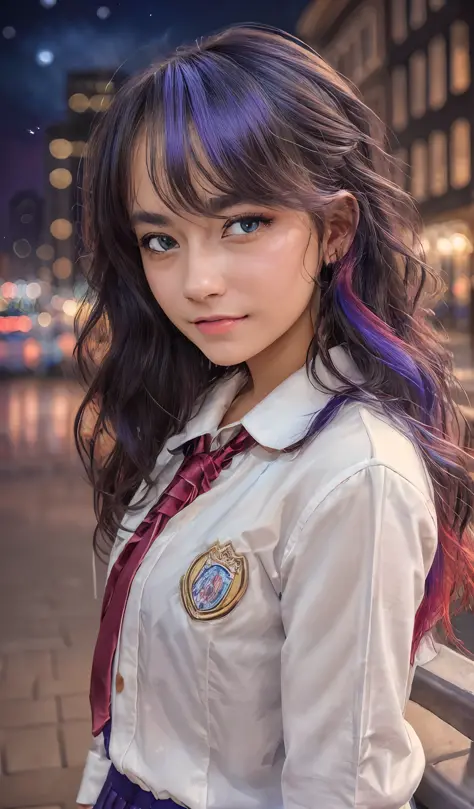 (extremely detailed CG portrait,masterpiece, best quality),(vibrant hair-colorful hair:1.2),(pretty school uniform),(beautiful e...