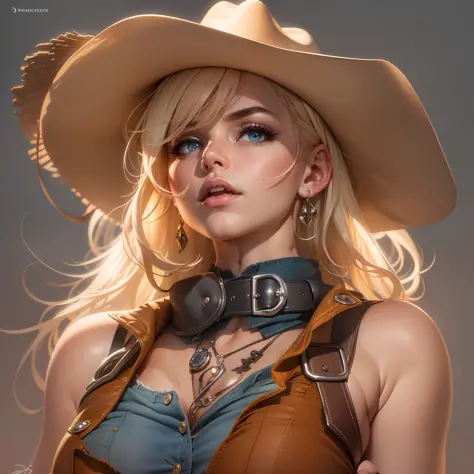 (masterpiece, best quality:1.4), absurdres, highres, ultra detailed, beautiful, 1girl, (cowboy, cowboy western, cowboy hat:1.4),...