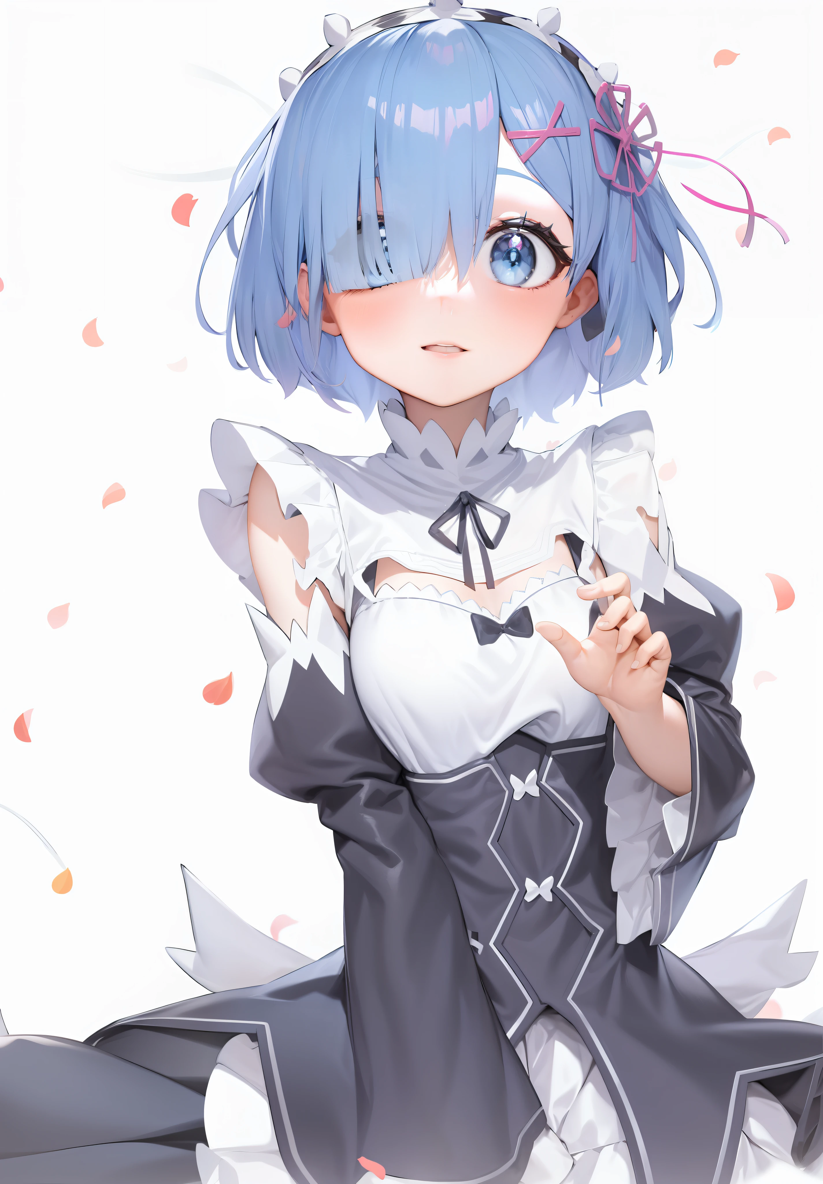 anime girl with blue hair and white dress sitting on the ground, Rem Rezero, loli in dress, small curvaceous loli, Loli, anime moe art style, zerochan art, cute anime waifu in a nice dress, small loli girl, Splash art anime Loli, Anime! 4 k'', Anime! 4K, style of anime4 K, cirno