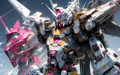 mechs，Pink and white Gundam，SakuraNS