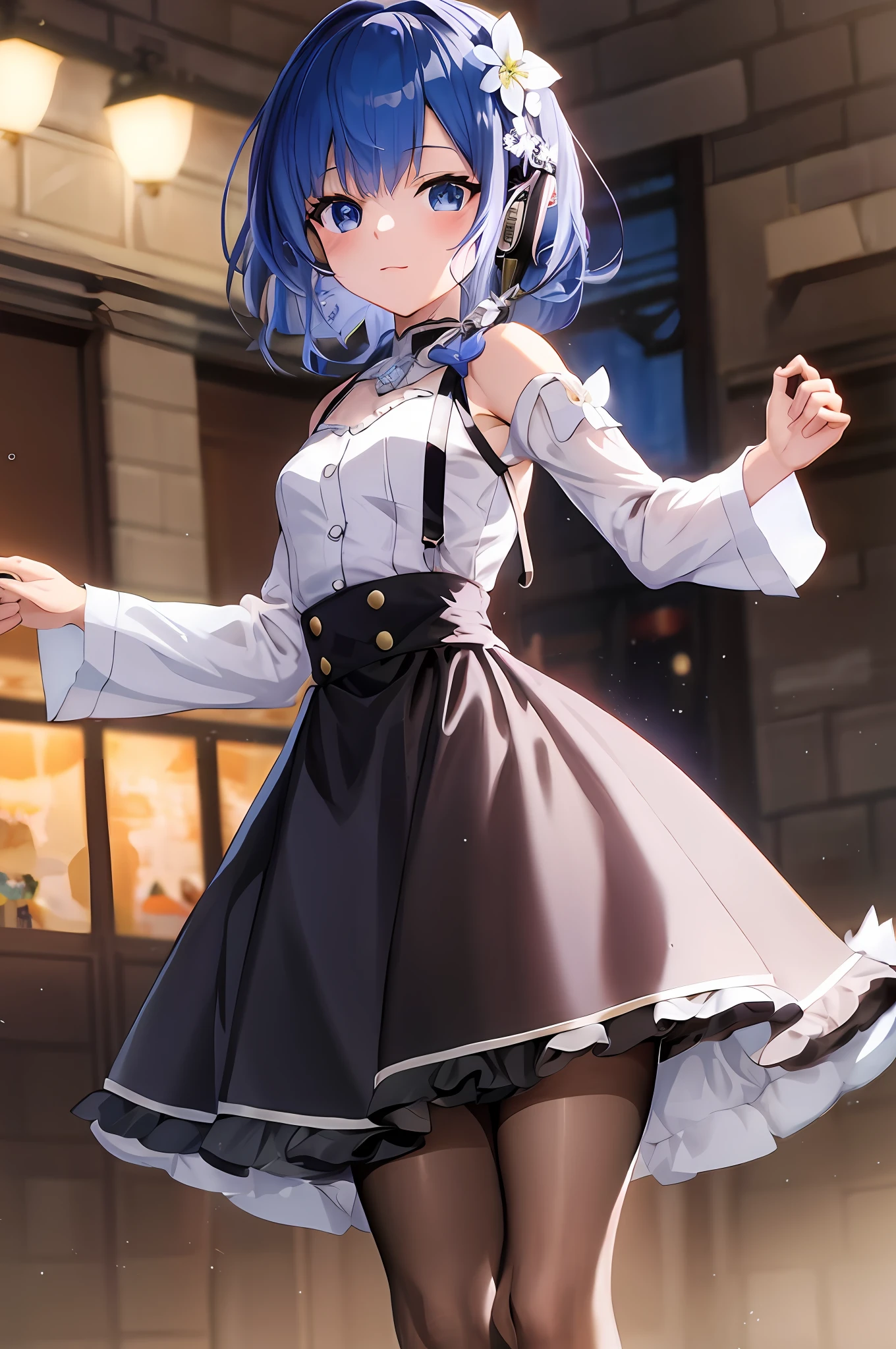 Anime - Stylistic image of a woman in a short skirt and headphones, loli in dress, cute anime waifu in a nice dress, anime moe art style, small curvaceous loli, Best anime 4k konachan wallpaper, trending on artstation pixiv, style of anime4 K, Splash art anime Loli, azur lane style, 8K high quality detailed art