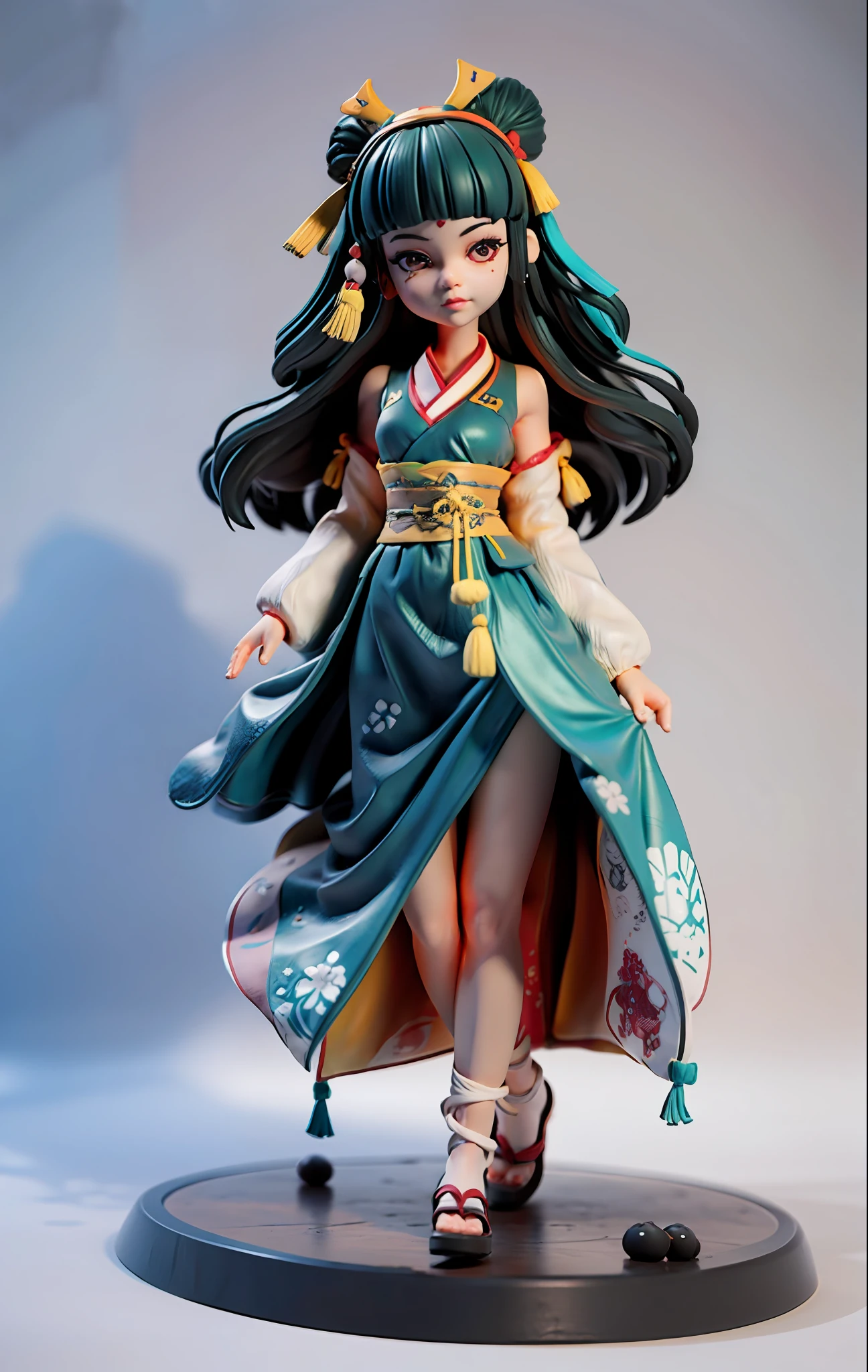 Super cute girl full body 3D, Tang costume Hanfu, Pop Mart blind box, adolable, Blind box dolls, mole under eye, UHD, masterpiece, super detail, textured skin, high details, high quality, highres, 8k