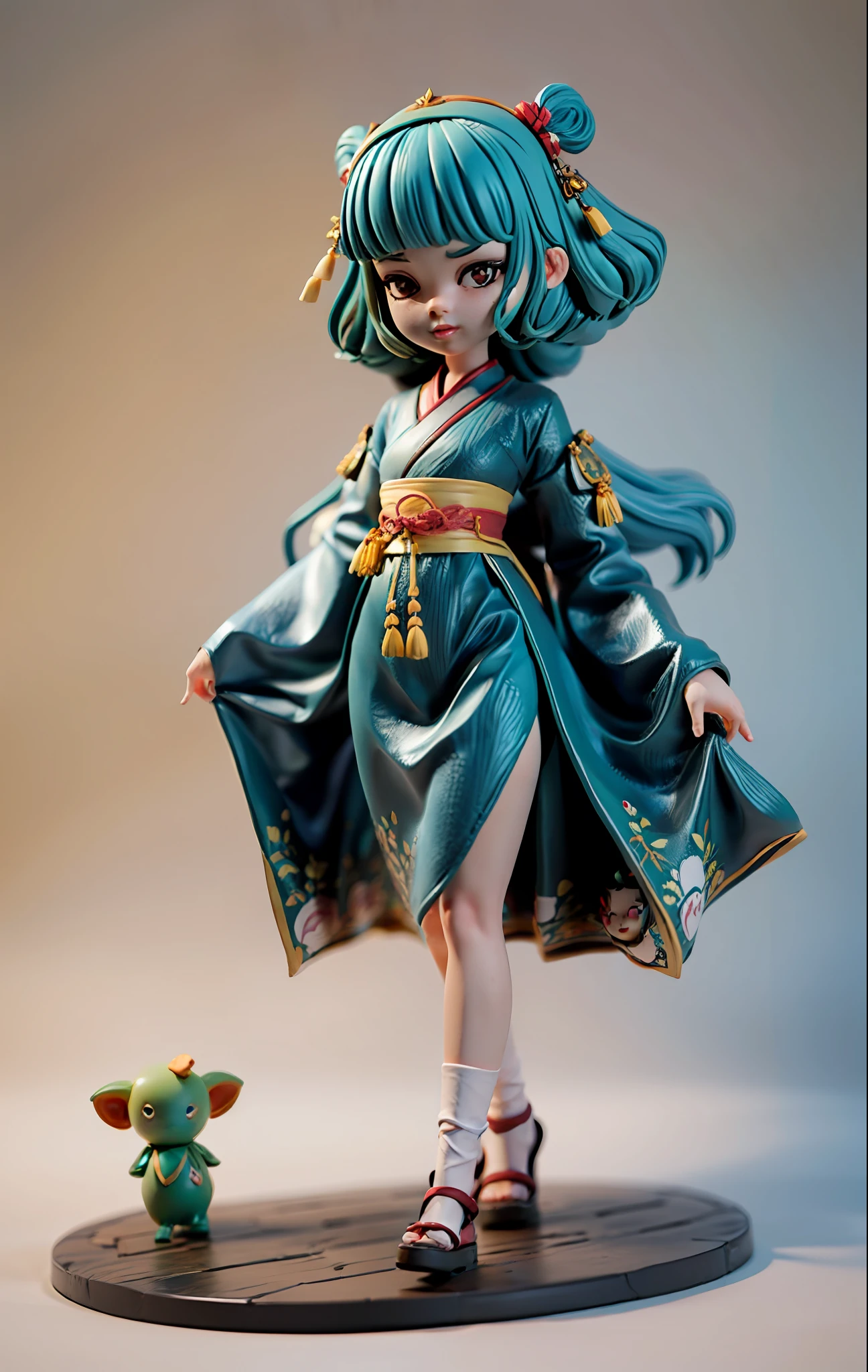 Super cute girl full body 3D, Tang costume Hanfu, Pop Mart blind box, adolable, Blind box dolls, mole under eye, UHD, masterpiece, super detail, textured skin, high details, high quality, highres, 8k