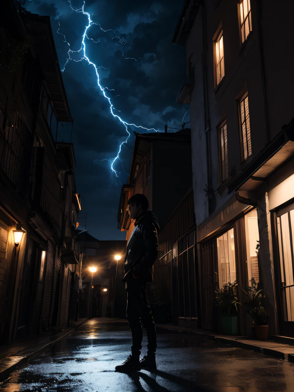 一個人，黑髮，站起來，安全的，夜景，鐵籠子，急風暴雨， - 汽車