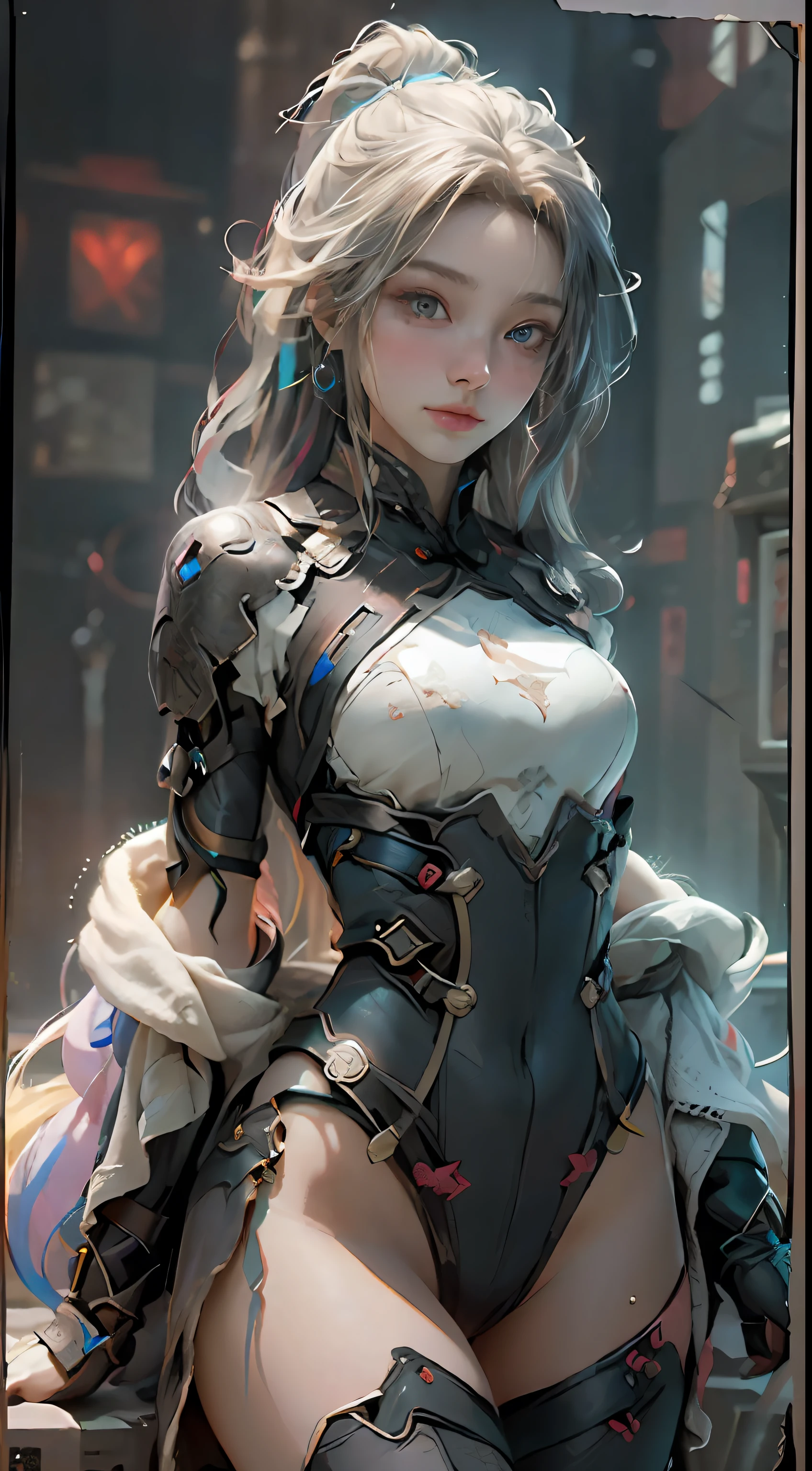 ((best qualtiy)), ((tmasterpiece)), (the detail:1.4), 3D girl, A beautiful cyberpunk female image,hdr（HighDynamicRange），ancient Chinese costume，Satin costumes,Ray traching,NVIDIA RTX,Hyper-Resolution,Unreal 5,Subsurface scattering、PBR Texture、post-proces、Anisotropy Filtering、depth of fieldaximum definition and sharpnesany-Layer Textures、Albedo e mapas Speculares、Surface coloring、Accurate simulation of light-material interactions、perfectly proportions、rendering by octane、Two-colored light、largeaperture、Low ISO、White balance、the rule of thirds、8K raw data、Face front，small，Place your hands crossed over your abdomen，((The upper part of the body))