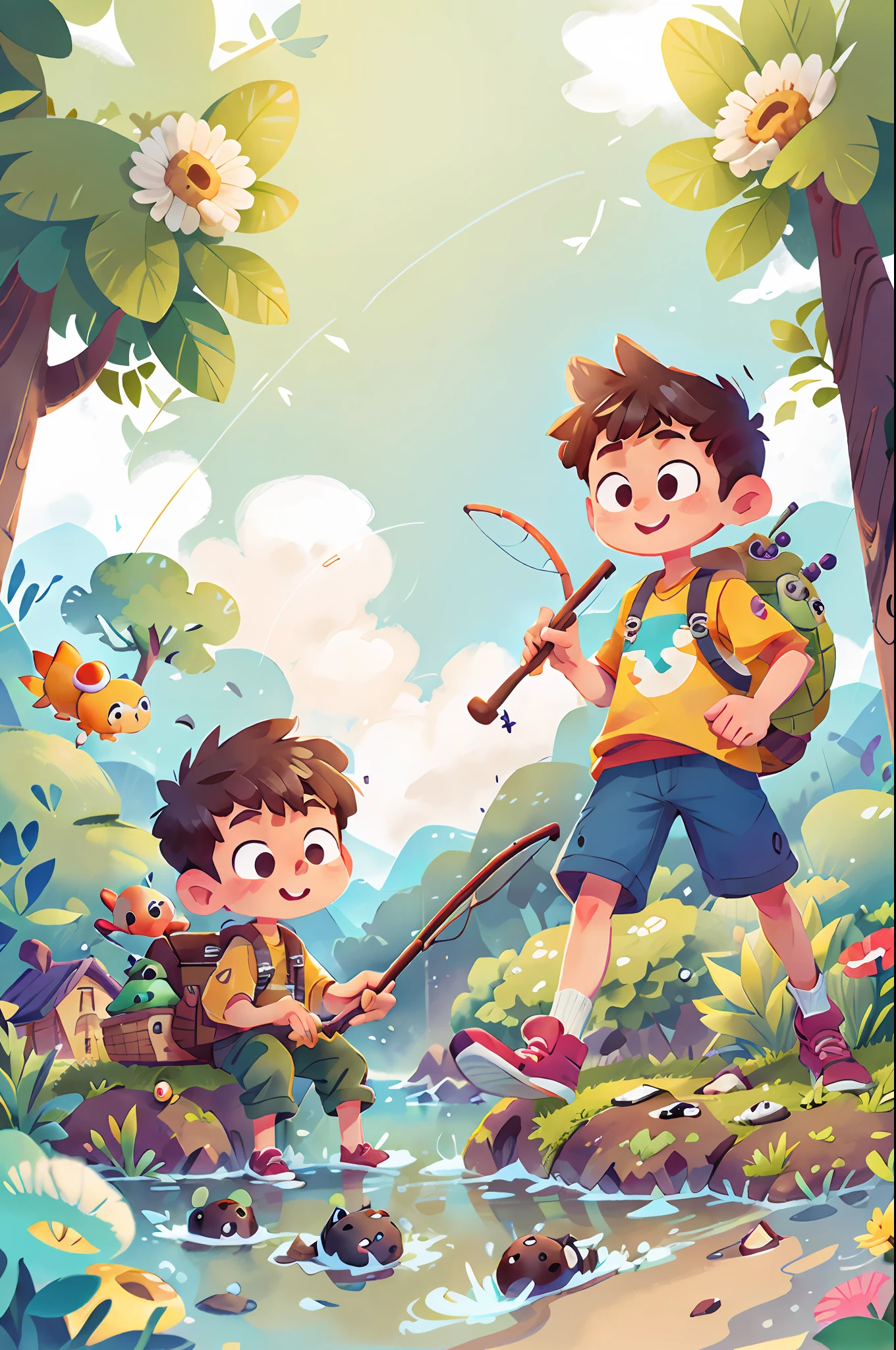 Children Fishing Game Poster Design