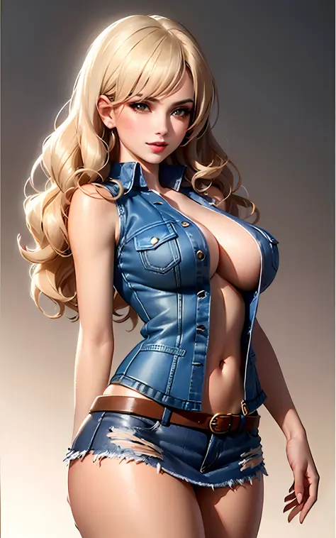 (Masterpiece: 1.4, Best Quality), (Intricate Details), Unity 8k wallpaper, super detailed, beautiful and beautiful, perfect lighting, (1 girl), (blonde hair, dark eyes, big breasts), dynamic pose, dynamic angle, lipstick, big breasts, detailed background, ...