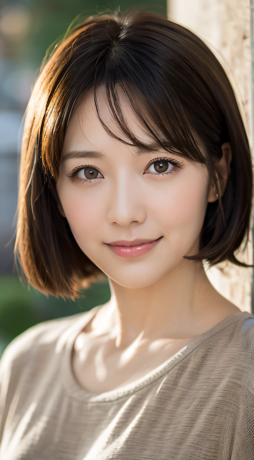 portrait, 8K, high quality, realistic photo image, 39 years old, Japan woman, neat wife, small, housewife, reproduce natural and realistic eyes, Japan stand, small, beautiful black hair, short hair, light makeup, octane rendering, beautiful lighting, golden ratio composition, smile, everyday wear, casual clothes, natural background, blurred background.

8K, High Quality, Realistic Photo Images, Japan Woman, 37 Years Old, Pure Japan Facial Features, Lovely Wife, Upper Body, Small, Light Makeup, Suppin, Neat and Clean Beauty,, Sober Clothes, Gray, Beige, Blue, Sober, Casual Outfit, Smile, Black Hair, Small Black Eyes, Background Bokeh