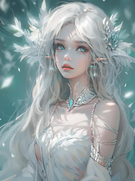 1 woman with a crown, Beautiful and elegant elf princess, Guviz, Fantasy art style, 8K high quality detailed art, Seductive elf ...