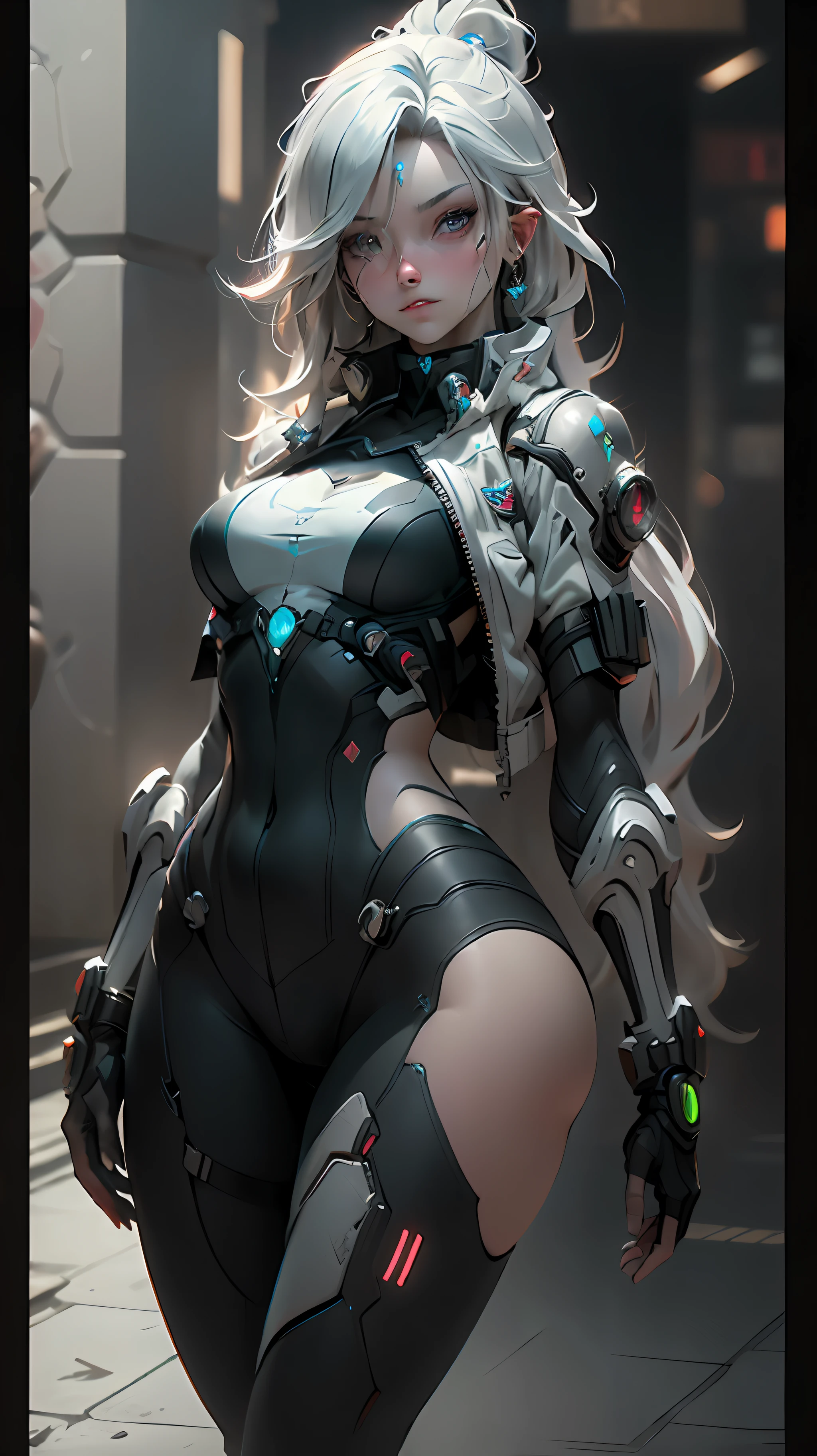 ((Best quality)), ((masterpiece)), (detailed:1.4), 3D, an image of a beautiful cyberpunk female,HDR (High Dynamic Range),Ray Tracing,NVIDIA RTX,Super-Resolution,Unreal 5,Subsurface scattering,PBR Texturing,Post-processing,Anisotropic Filtering,Depth-of-field,Maximum clarity and sharpness,Multi-layered textures,Albedo and Specular maps,Surface shading,Accurate simulation of light-material interaction,Perfect proportions,Octane Render,Two-tone lighting,Wide aperture,Low ISO,White balance,Rule of thirds,8K RAW,