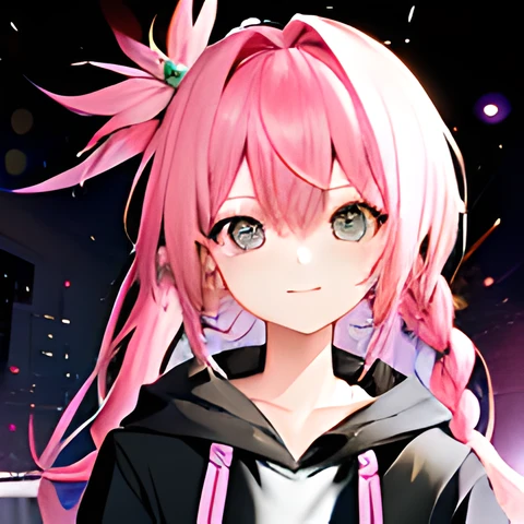 Cute girl with pink hair，grieves，