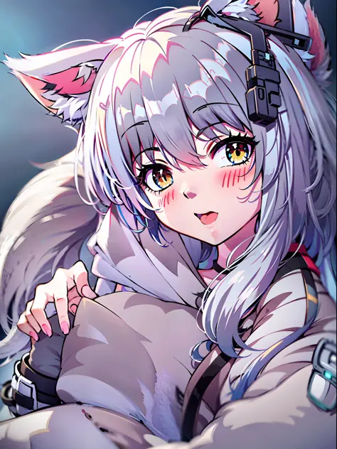 from girls frontline, holo is a wolf girl, girls frontline style, from the night of the ark, cute anime catgirl, anime catgirl, ...