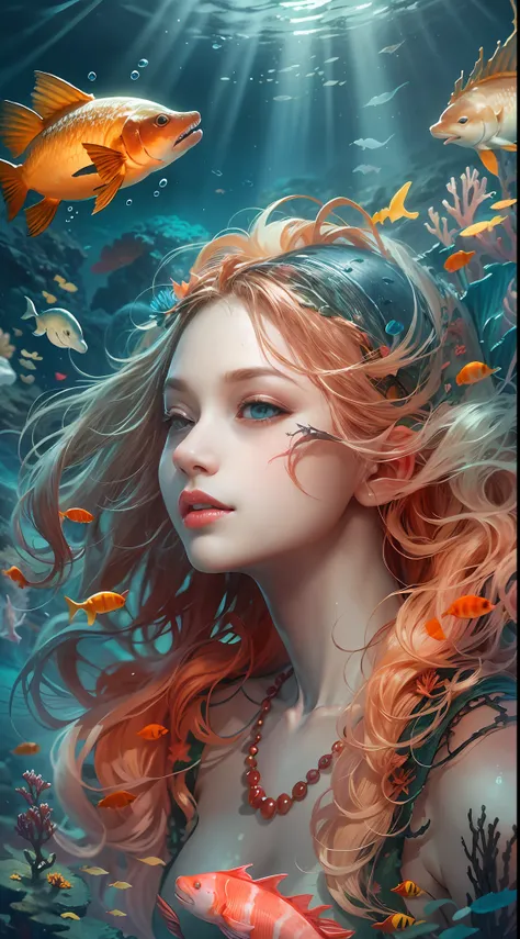 (Best Digital Painting:1.05)，Nice mermaid，Explore the depths of the ...