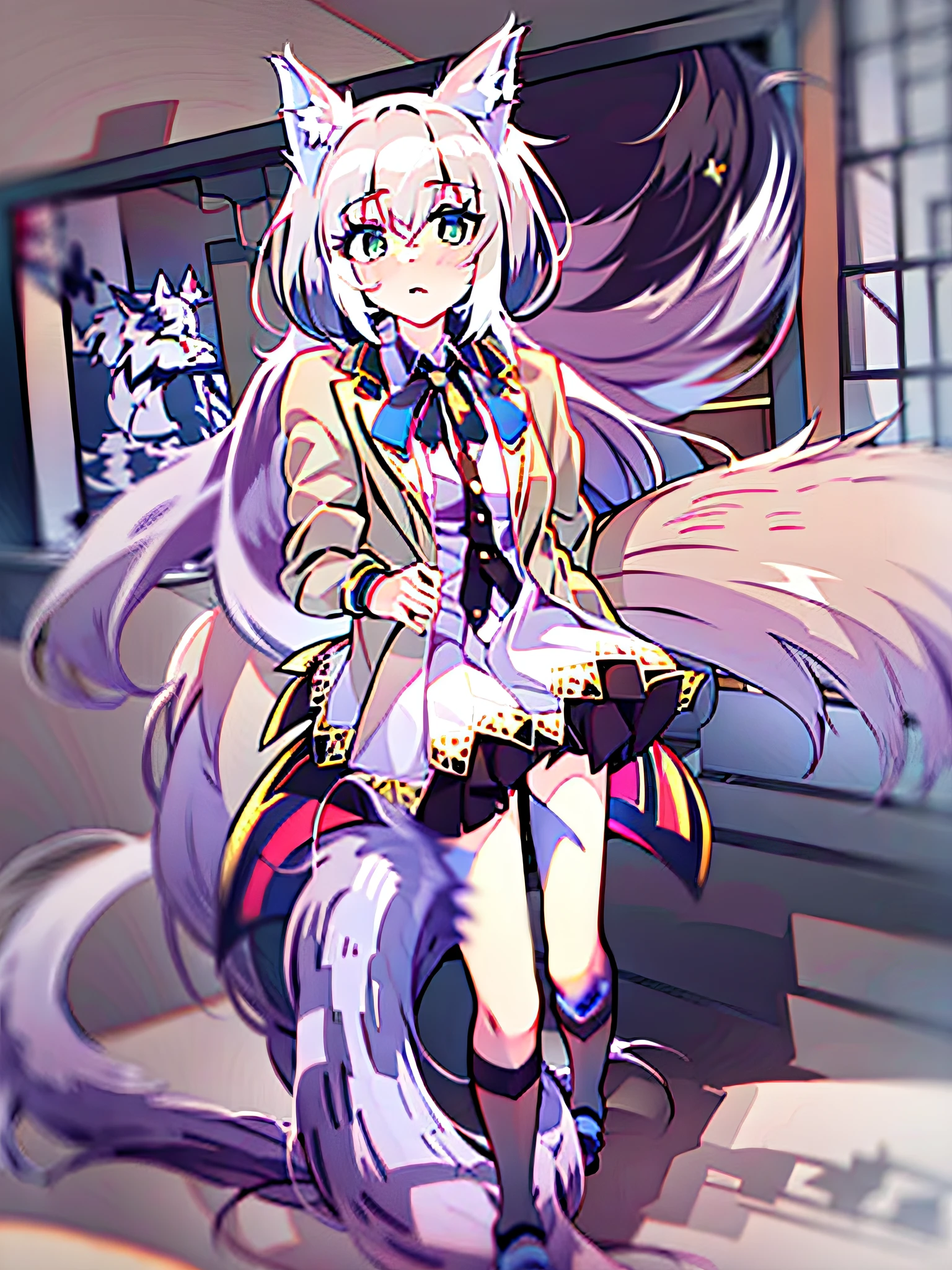 from girls frontline, Holo is a wolf girl, girls frontline style, From the night of the ark, cute anime catgirl, anime catgirl, White-haired fox, A wolf girl, White Cat Girl, nekomimi, nyaruko-san,arknight