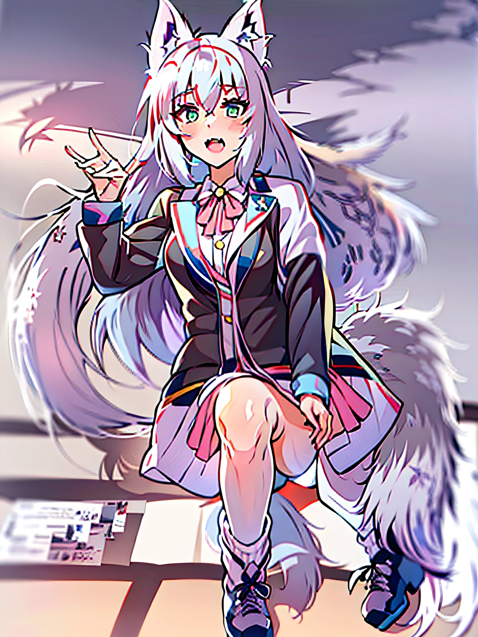 from girls frontline, Holo is a wolf girl, girls frontline style, From the night of the ark, cute anime catgirl, anime catgirl, White-haired fox, A wolf girl, White Cat Girl, nekomimi, nyaruko-san,arknight