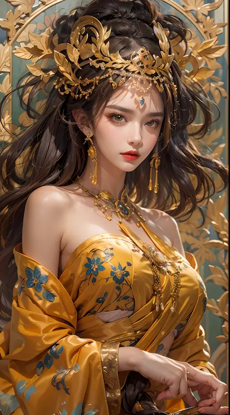 1 goddess of the zodiac from the future, wear the ao dai of the goddess of the zodiac to cover her chest, the goddess of the zod...