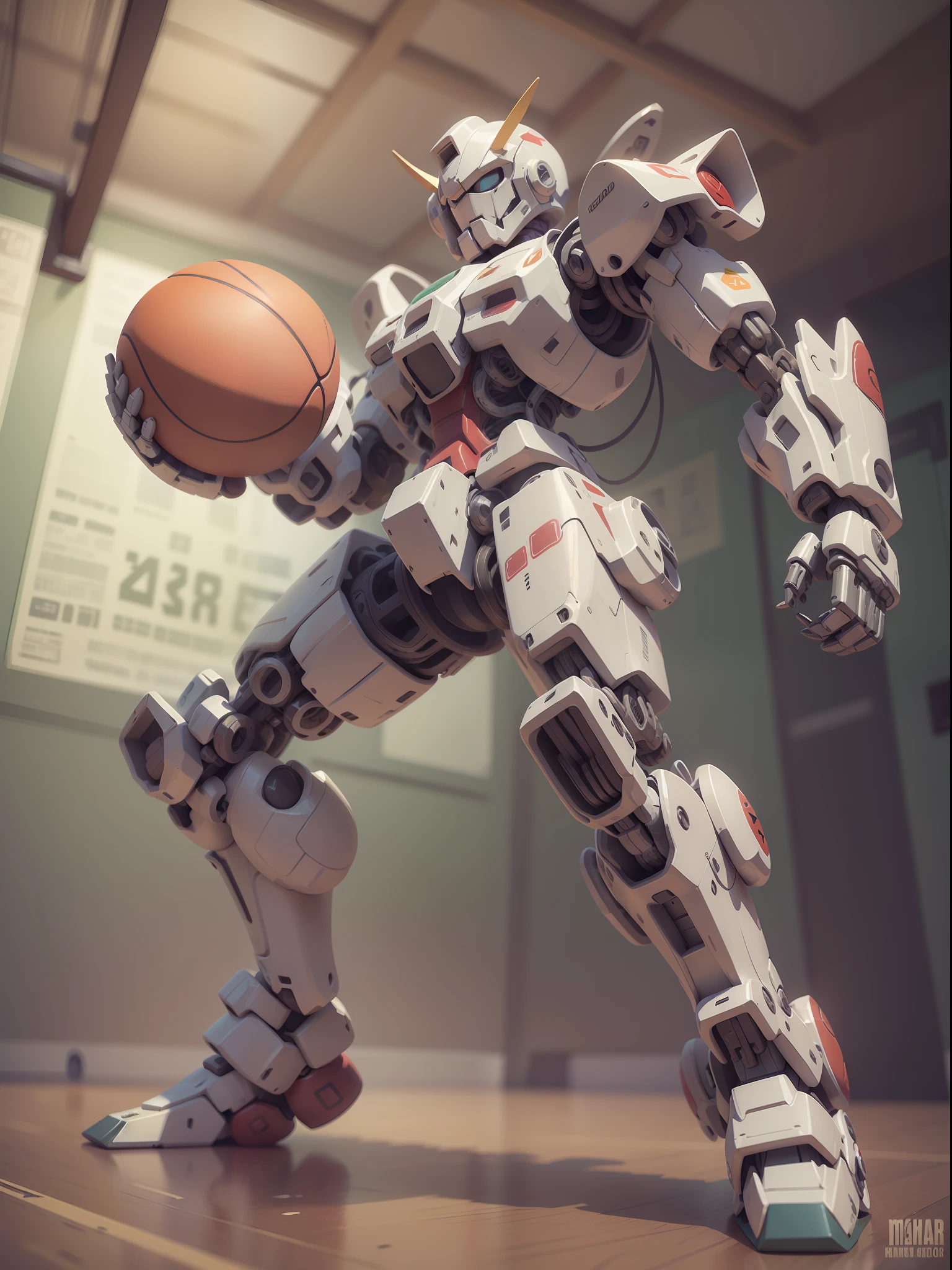 (Machinary：Mechanical up boy playing basketball:1.331)，(Hold the basketball in both hands)，NBA basketball，The mech is rich in detail，(Dynamic)，（NBA basketball），Dynamic style，Little，big headed，(Hot Wheels:1.331)，a 3D render，((Q version))，Pokémon style，Machine style，Cinematic texture，Figures，Pokémon，电影灯光，Heavy robotic arm，Mechanical belly，mechanical leg，mechanical leg，Mechanical feel，The background surrounds lightning，salama，mizore，Clean white background，Ray traching，Premium color，Bust 3D model，Action，Stylish blind box toy。(fill body:1.2)，tchibi