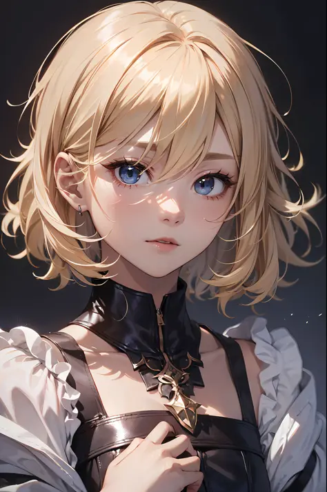 (absurderes、hight resolution、ultra-detailliert、nffsw)、​masterpiece、top-quality、ember、独奏、shorth hair、a blond、finely eye and detailed face、Stylish clothes、Real Shadows