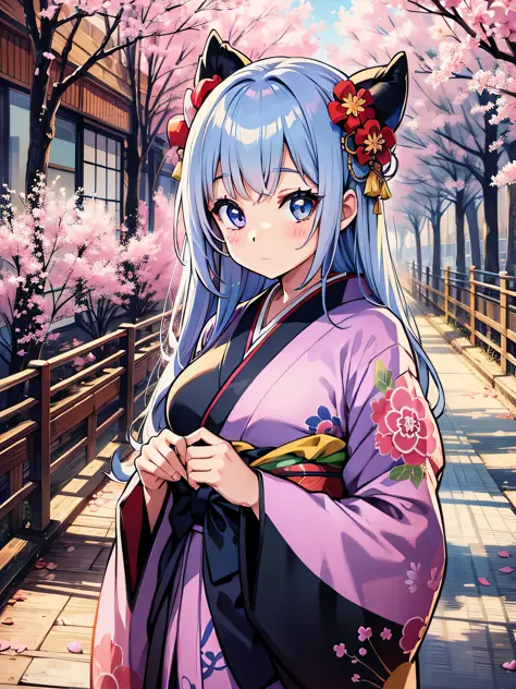 big eyes girl, kimono, anime