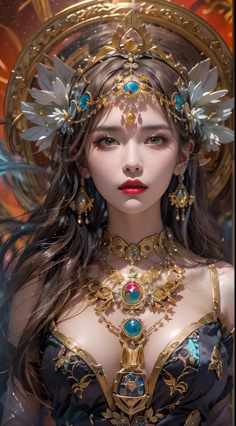 1 zodiac goddess from the future, wearing a thin silk dress, the goddess of the palace is beautiful, the goddess of the zodiac i...