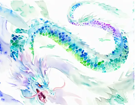 Watercolor touch:1.3), Oriental dragon、(clear and clean eyes:1.3 