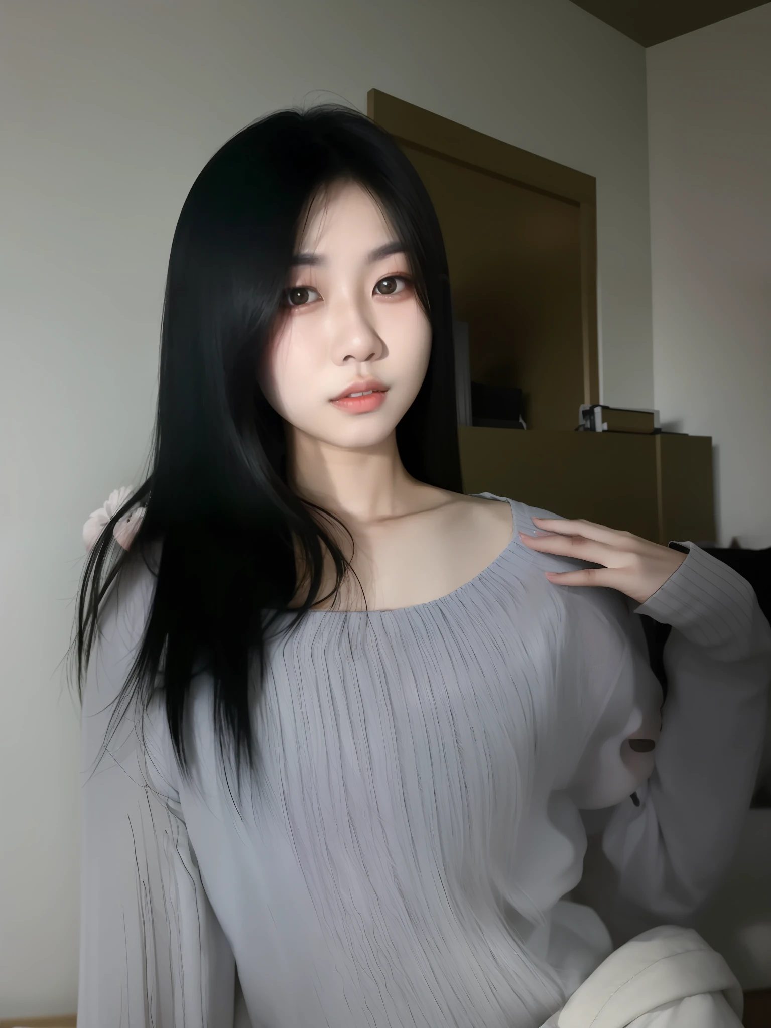 Mujer asiática araffed con pelo largo y negro posando para una foto., muchacha coreana, 18 años, 22 años, mujer coreana, chica de 19 años, 21 años, niña asiatica, niña china, 23 años, 16 años de edad, 27 años de edad, 28 años de edad, chen xintong