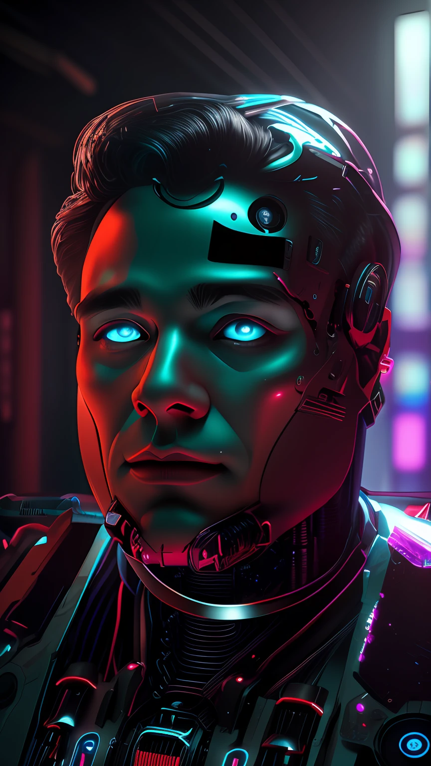 rz88mkultr4, a closeup of a cyborg ,    trending on artstation, ultra realistic, ultradetailed, cyberpunk  details, neon heavy blacks and blue depth camera low angle, 3 5 mm