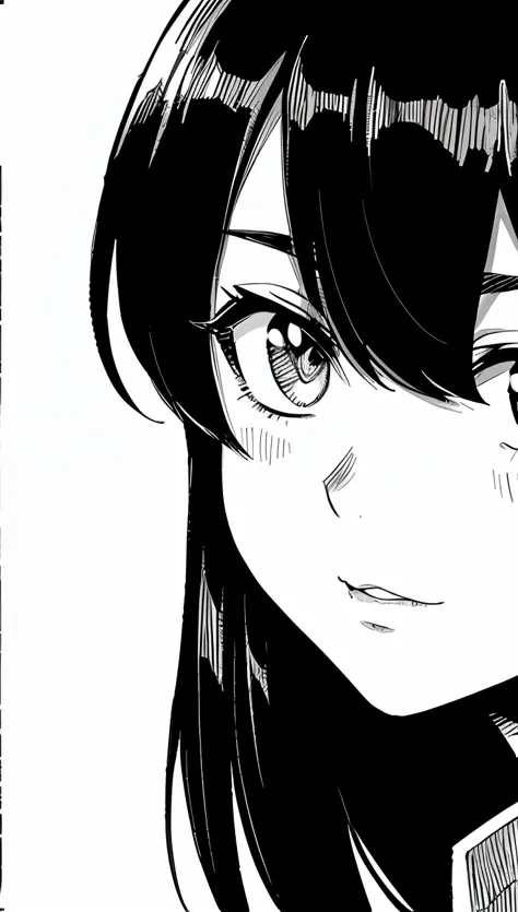 a close up of a person with a black and white picture, kentaro miura manga art style, BW close-up - upward contoured face,Cute s...