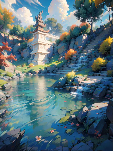 An incredibly detailed and photorealistic CG unity 8K wallpaper, the beauty of a classical Chinese garden, The stunning landscap...