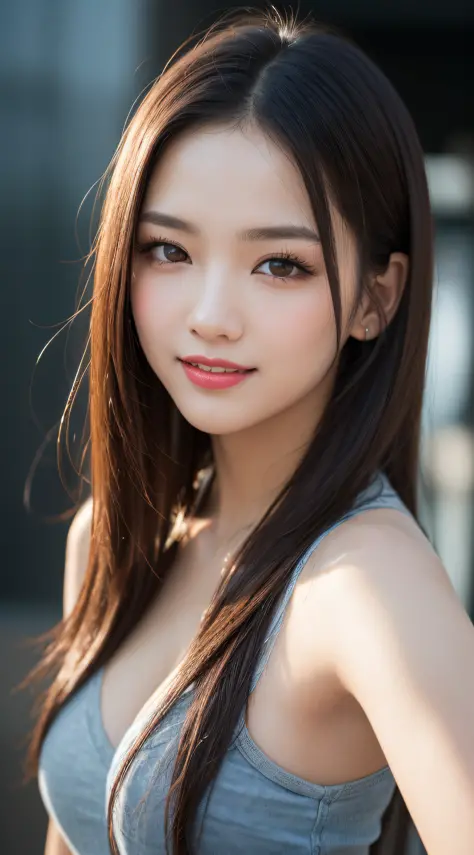 1 person woman,独奏, Close-up of the face、 (Photo Real:1.4), (hyper realisitic:1.4), (realisitic:1.3), (Smooth lighting:1.05), (Improve video lighting quality:0.9), 20 years girl, Realistic lighting, Back lighting, (cheerfulness:1.2), (Improved image quality...