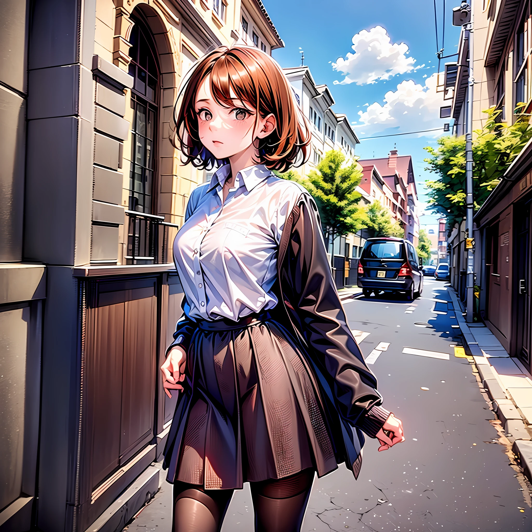 Masterpiece, 1femme,junior high school student,pas de jupe,collared shirt,Porte-jarretelles,Culotte,collants