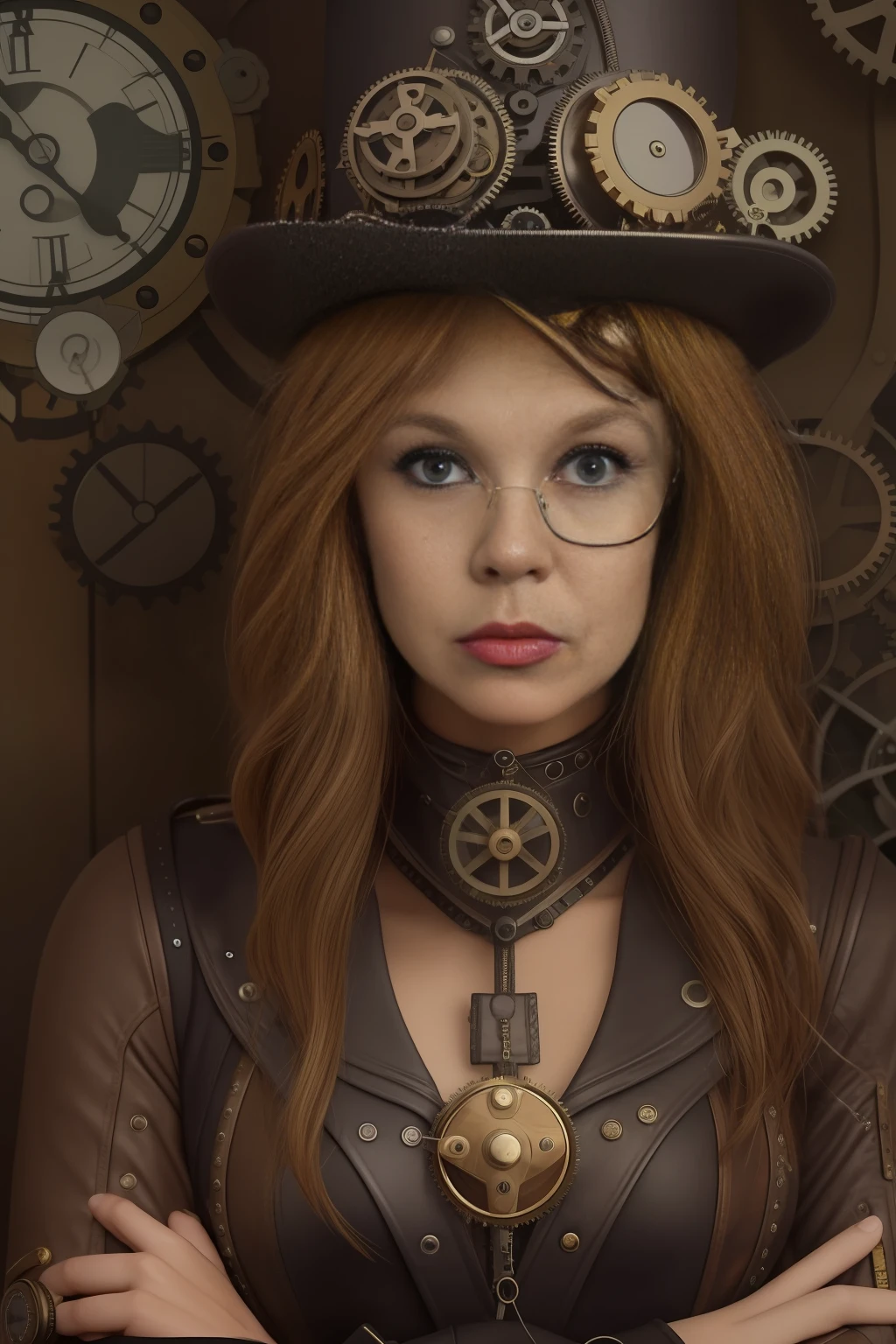 foto de mujer, (in front of camera), cara europea detallada, (aspiring facial expression), (((estilo steampunk cerca))), ((ciudad steampunk en el fondo)), RAW, estilo, photography ultra detailed, cinematography lighting, artstation, 4k, foco nítido, high resolusion, piel detallada, ojos detallados,