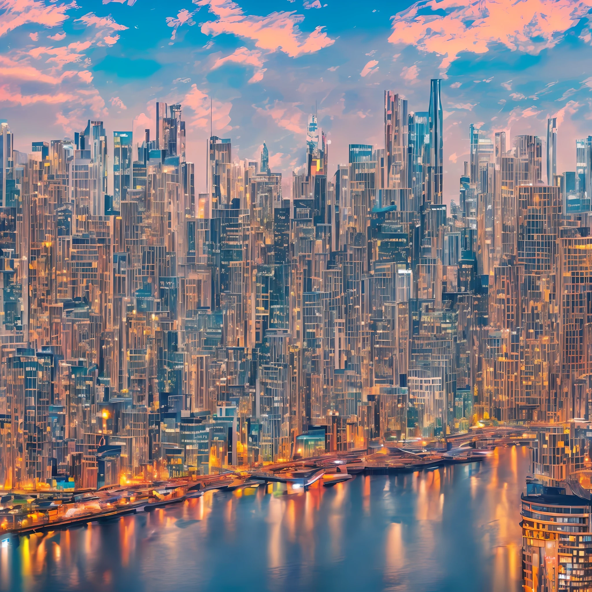 Das Stadtbild fotorealistisch in lebendigen Farben dargestellt, der Szene eine lebendige und dynamische Atmosphäre verleihen, Ultra-High-Definition – Auto – S2