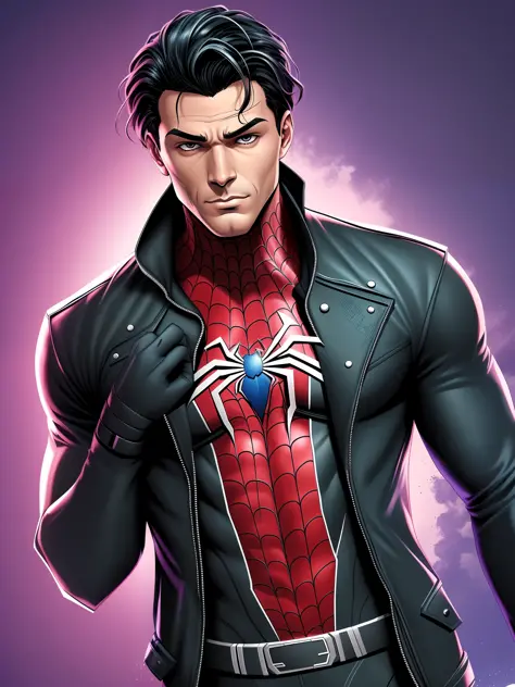 um personagem masculino que seria uma mistura de spider man noir com spider 2099 com spiderverse --auto --s2
