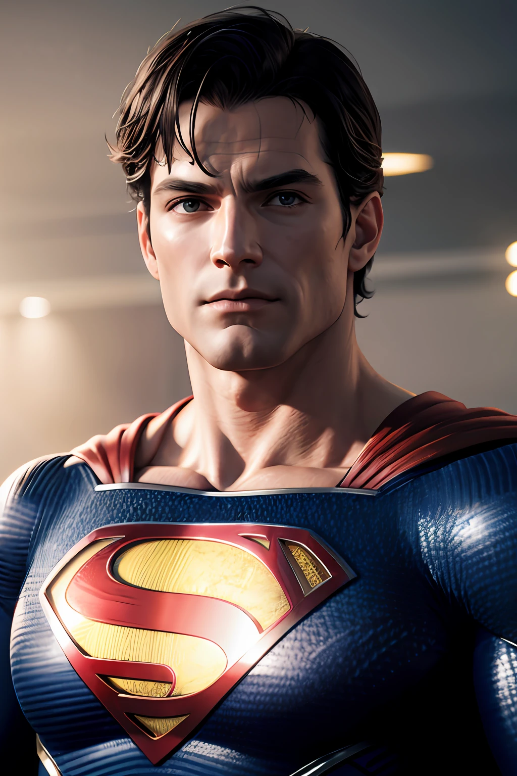 SUPERMAN, realistically, dynamic lights, old, gray stubble, full shoot, (extremely detailed CG unity 8k wallpaper), trending on ArtStation, trending on CGSociety, High Detail, Sharp focus, dramatic, photorealistic