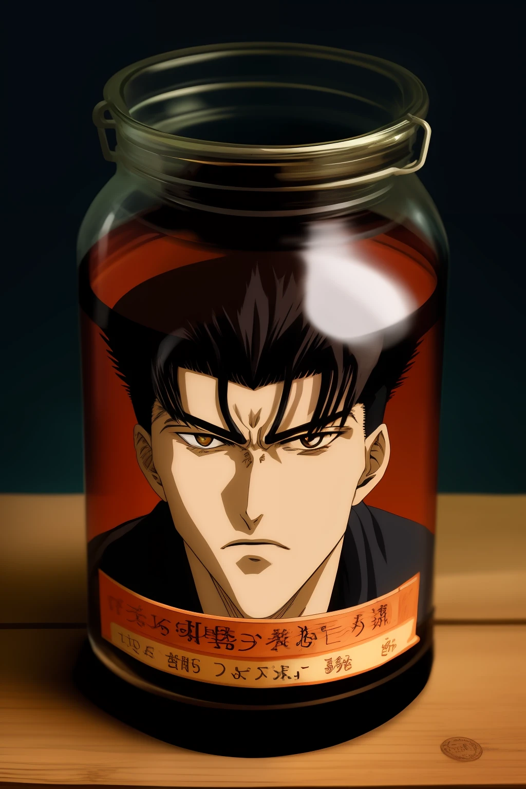 realist, Anime masterpiece, Toguro, No humans, 1 decapited Head em Jar, .....jar, head only,