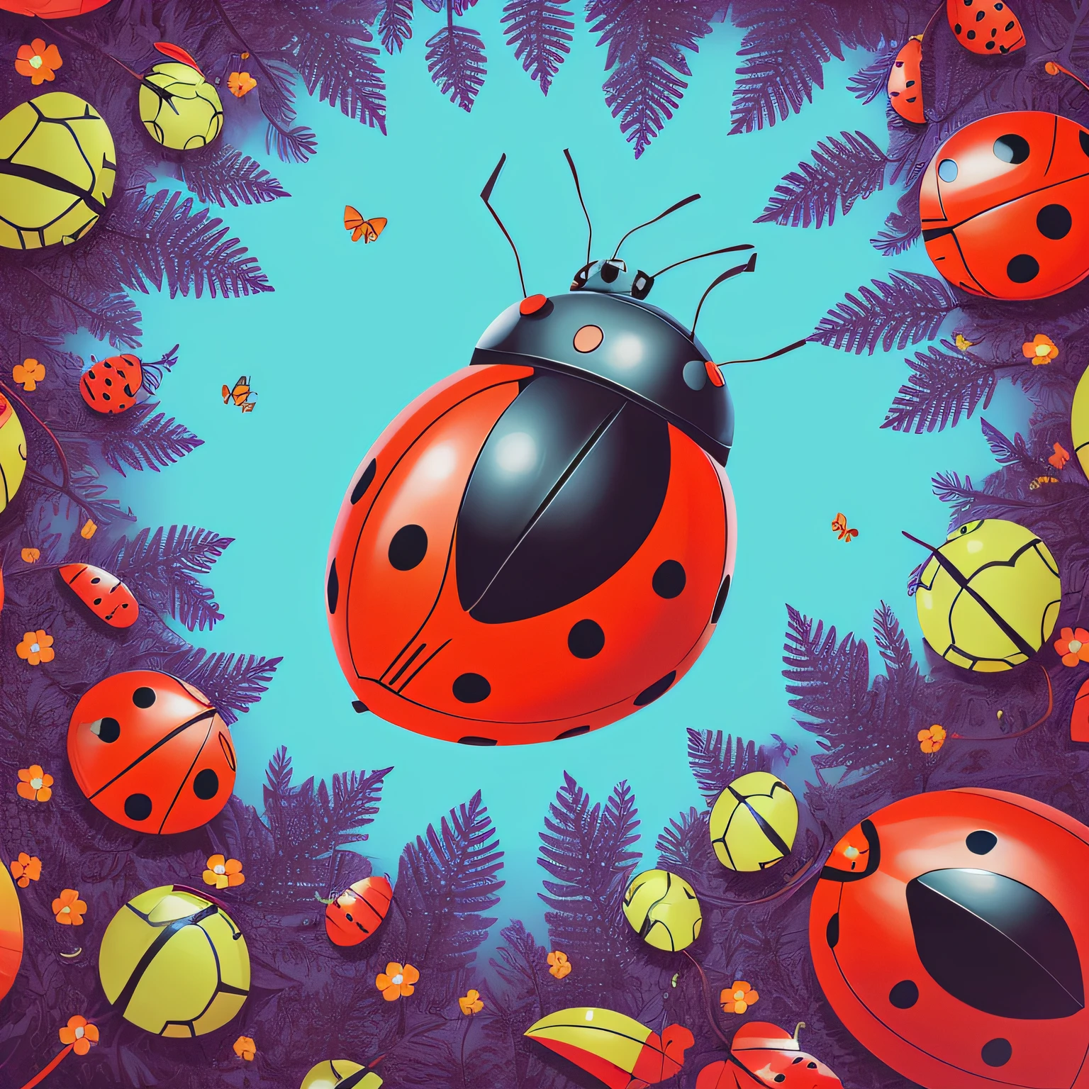 There are many ladybugs that are all around the area - SeaArt AI