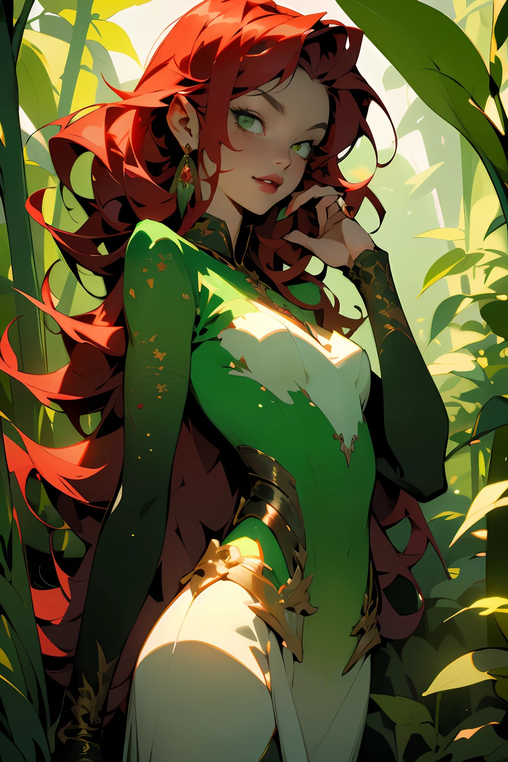 girl with long hair, beautiful vampire, vampire aesthetic, beautiful girl, very beautiful fantasy art, beautiful and elegant female fairy, beautiful detailed fantasy, green and red color palate, green color-theme