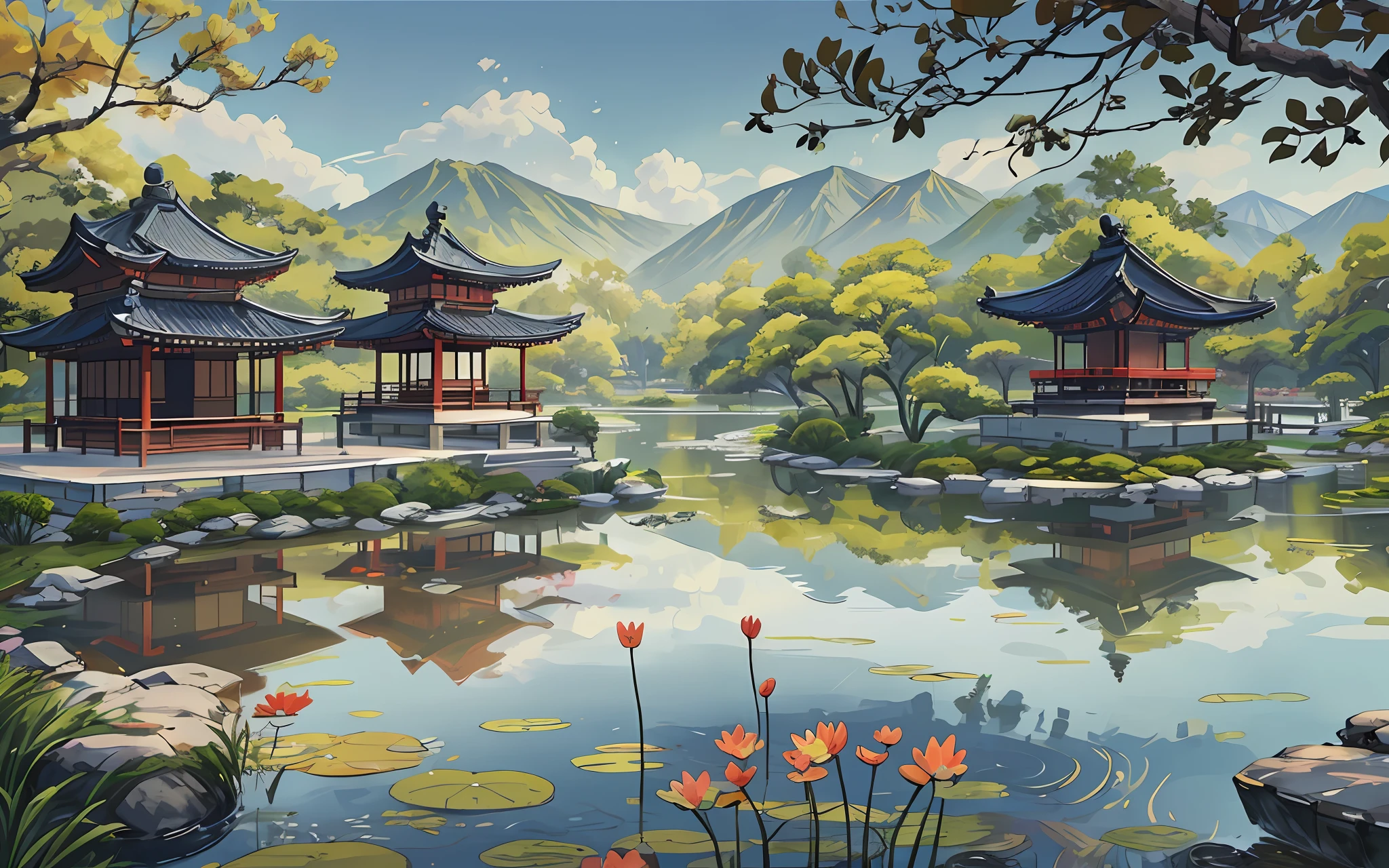 pintura de pagoda china