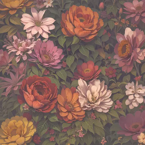 Ollie Moss，florals，mont，Colored