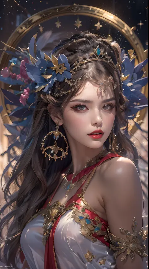 1 zodiac goddess from the future, wearing a thin silk dress, the goddess of the palace is beautiful, the goddess of the zodiac i...