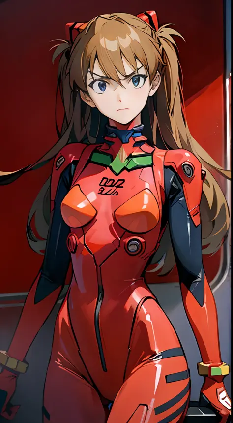 Asuka, 1 girl, driving suit, blank background, 8k, best quality, proud expression, serious expression