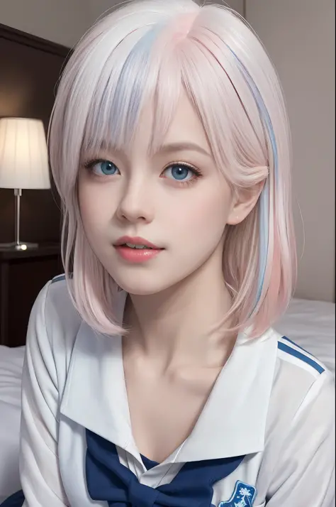 (masterpiece), (high quality), (8k resolution), (RAW photo), (best quality), (masterpiece:1.5), (realistic:1.5), ((photo realistic)), vibrant details, hyper realistic,1girl, (cute:1.2), beautiful, high-quality and detailed face, perfect face, (white hair A...