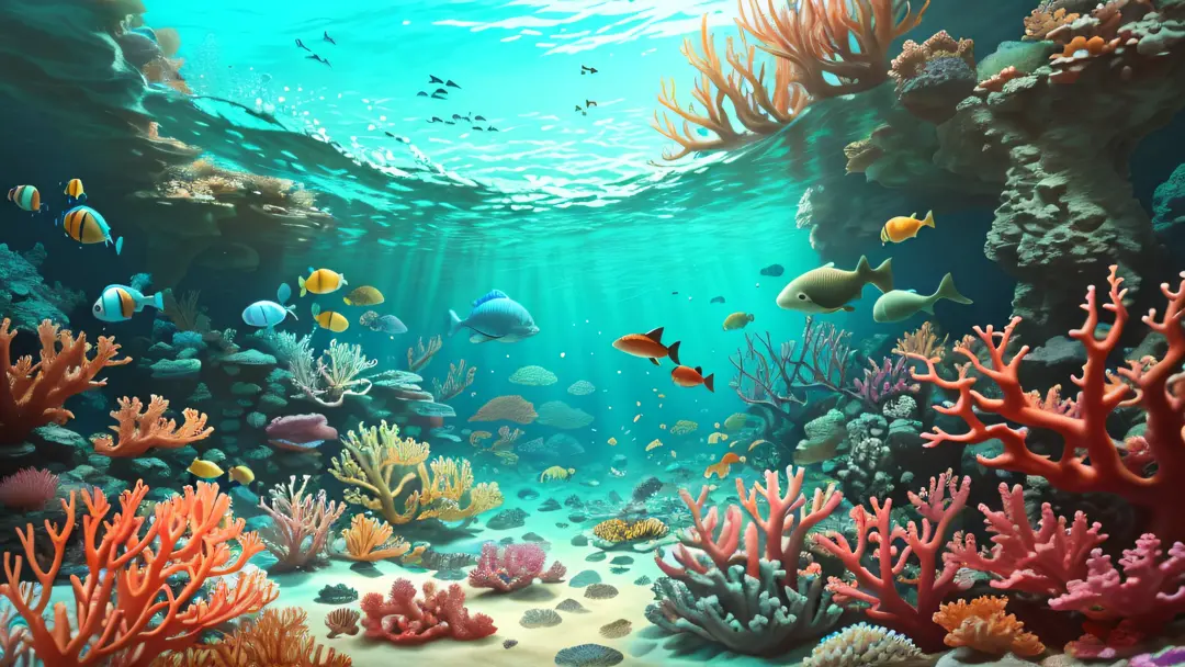 underwater scene, vibrant cora - SeaArt AI