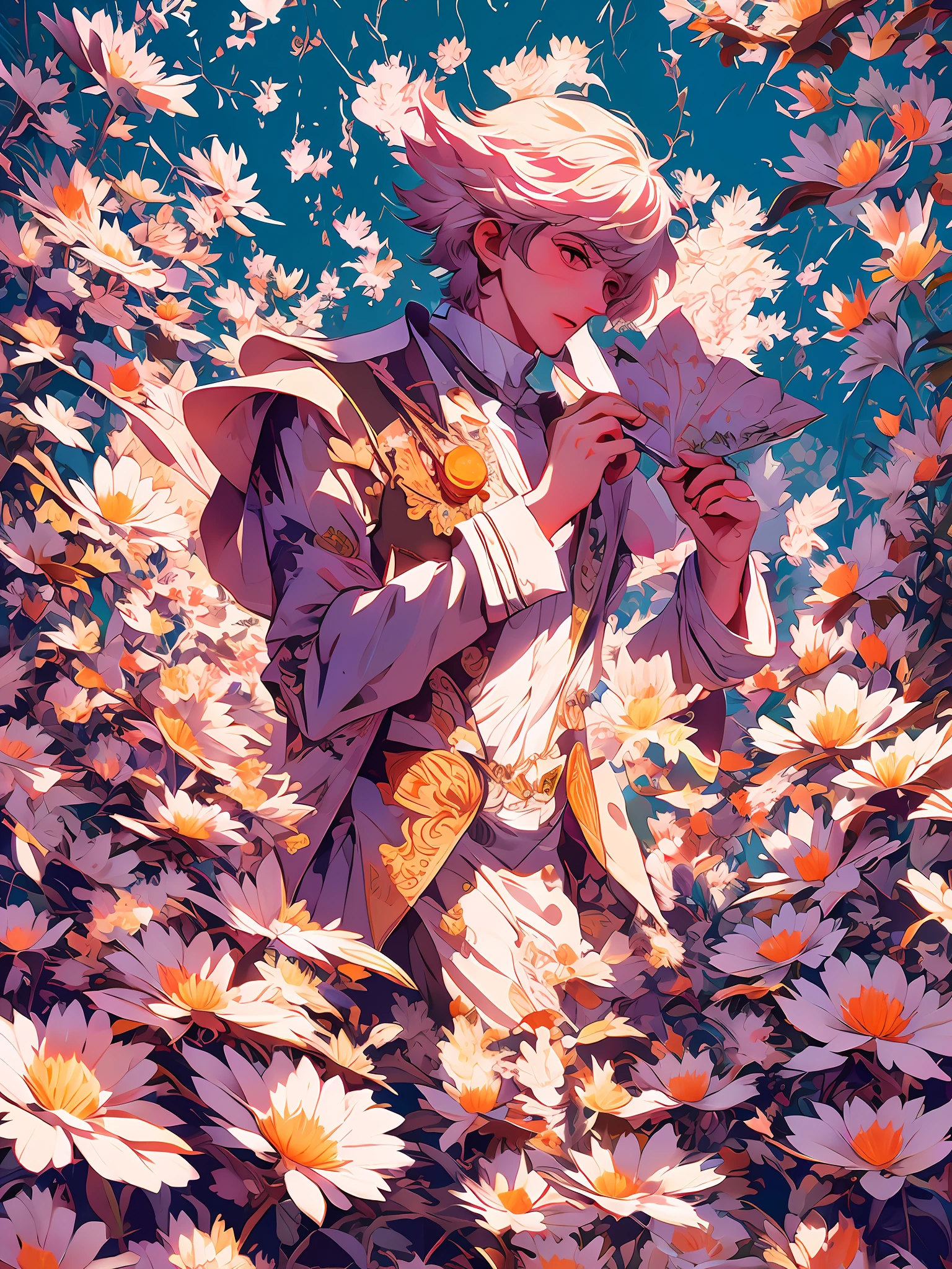 anime art nouveau, the non-binary deity of spring, loish |, dreamy psychedelic anime, a maid in a magical forest, dreamy illustration, soft anime illustration, inspired by Victor Mosquera, lolish, in style of digital illustration, anime graphic illustration, inspired by Asaf Hanuka,masterpiece, best quality, (extremely detailed CG unity 8k wallpaper), (best quality), (best illustration), (best shadow), absurdres, realistic lighting, (Abyss), beautiful detailed glow,vapourwave,90s vibes