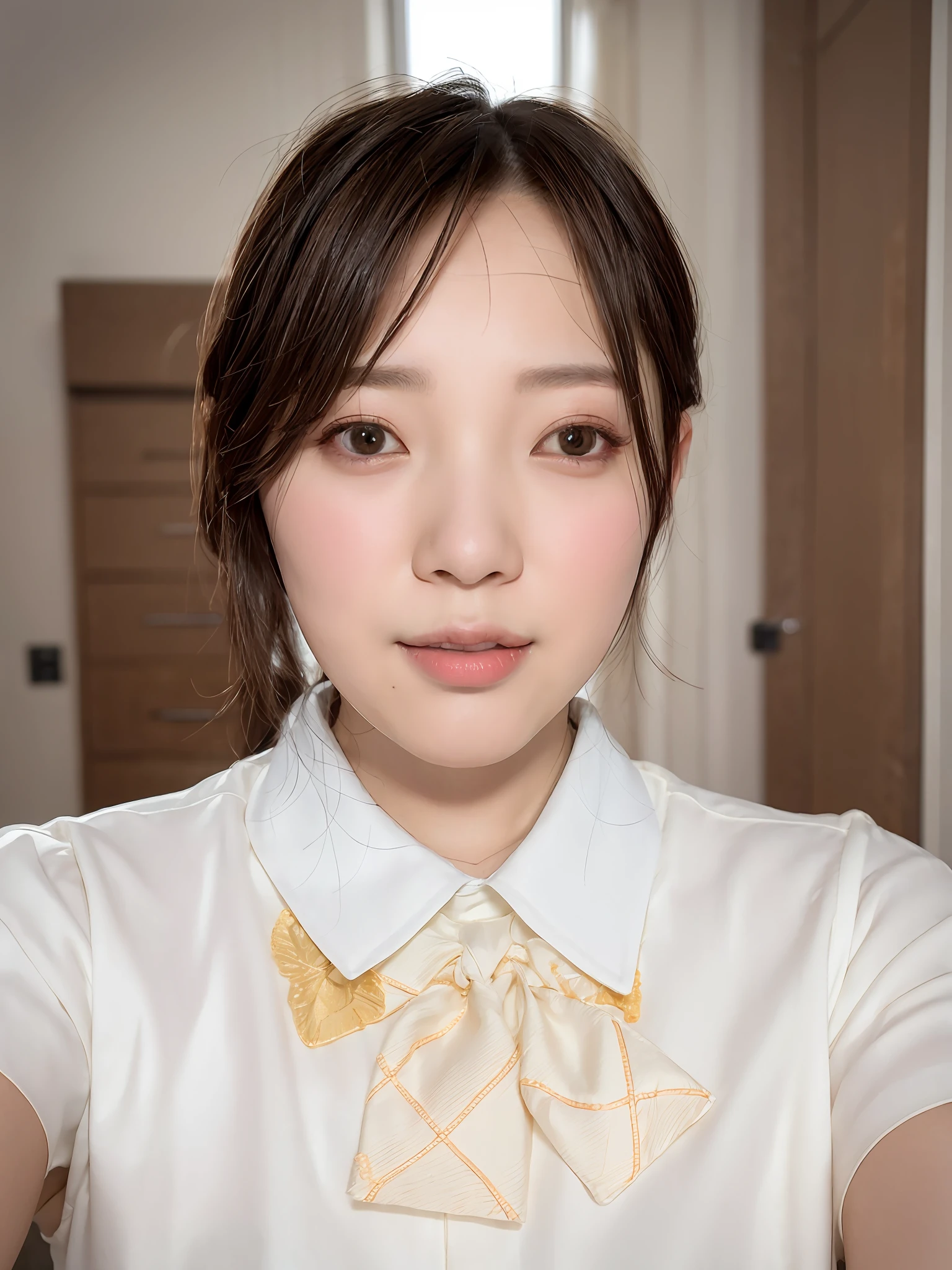 Wearing a white shirt、Asian woman in black tie, jaeyeon nam, Choi Hyun-hwa, 8k selfie photograph, jung gi kim, jiyun chae, Kwak Ji-young, Kim Tae-joon, Lee Ji-eun, lee ji eun, with small nose, shin min jeong, professional profile picture, taken with sony alpha 9